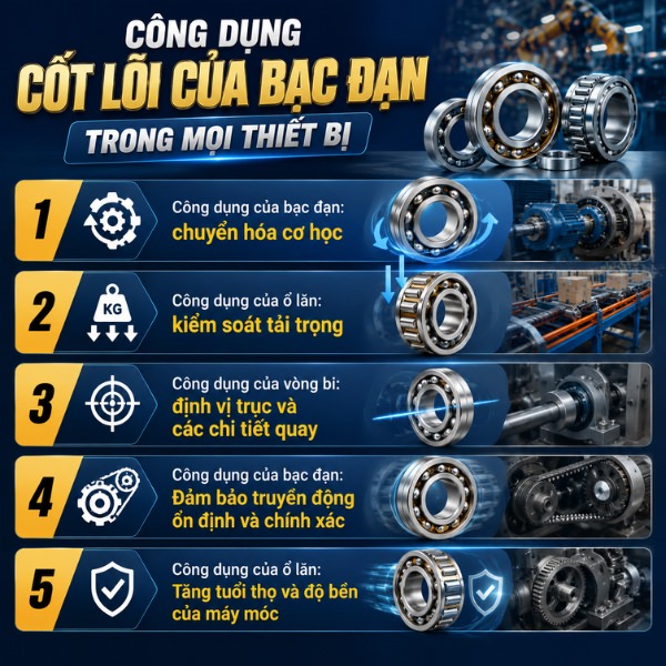 5 Công dụng cốt lõi của bạc đạn trong mọi thiết bị