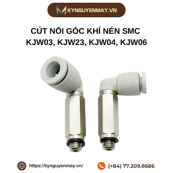 Cút nối góc khí nén SMC KJW03, KJW23, KJW04, KJW06