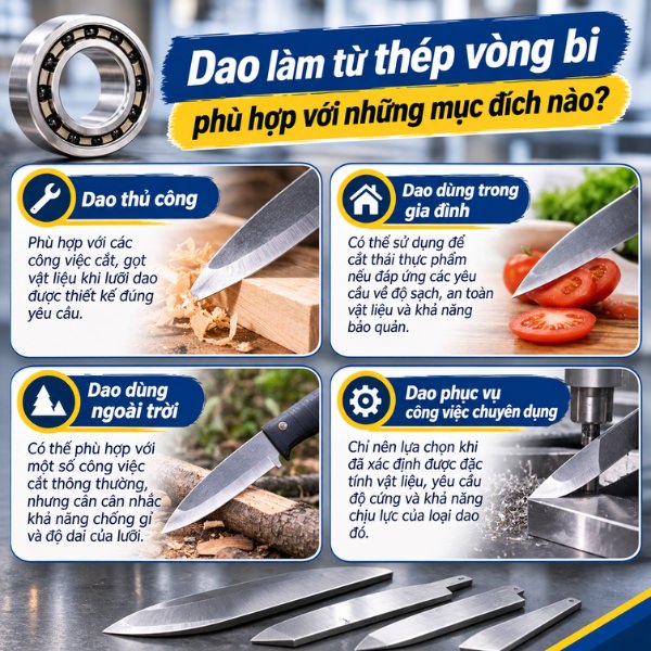Dao làm từ thép vòng bi phù hợp với những mục đích nào?