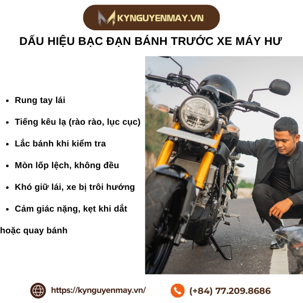 Dấu hiệu bạc đạn bánh trước xe máy hư