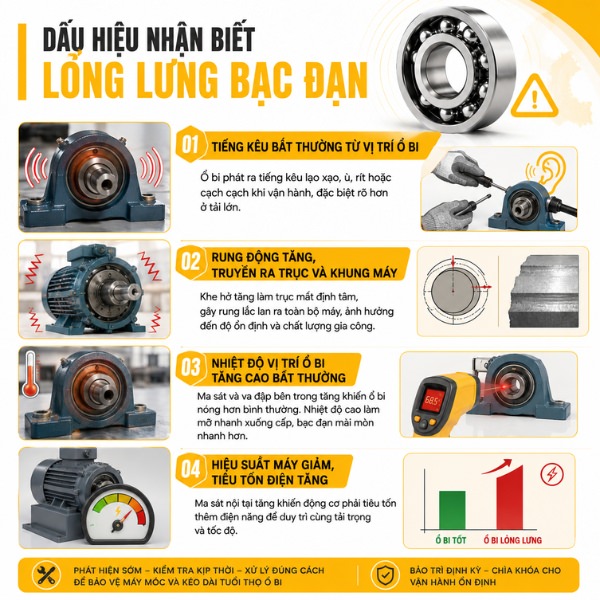 Dấu hiệu nhận biết lỏng lưng bạc đạn