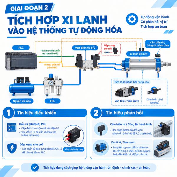 Kết nối mạch nguồn cho xi lanh thủy lực