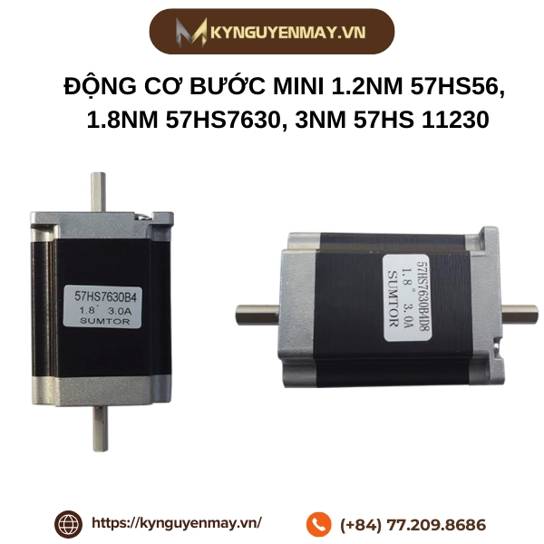 Động cơ bước mini 1.2Nm 57HS56, 1.8Nm 57HS7630, 3Nm 57HS 11230