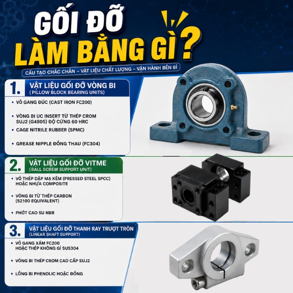 Gối đỡ làm bằng gì?