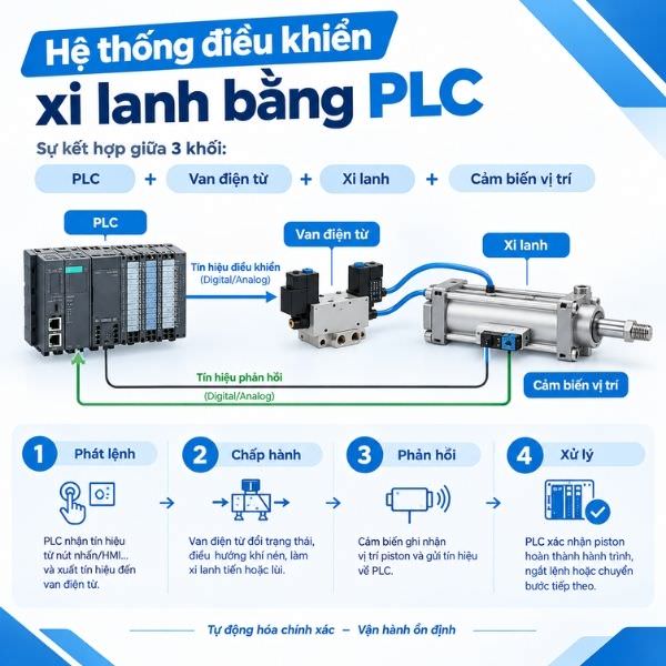 Hệ thống điều khiển xi lanh bằng PLC