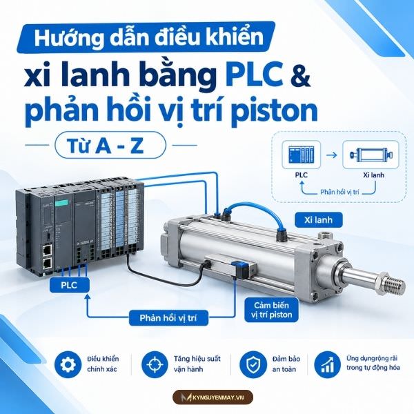 Hướng dẫn điều khiển xi lanh bằng PLC & phản hồi vị trí piston Từ A - Z