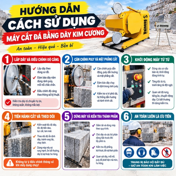 Hướng dẫn cách sử dụng máy cắt đá bằng dây kim cương