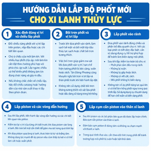 Hướng dẫn lắp bộ phốt mới cho xi lanh thủy lực