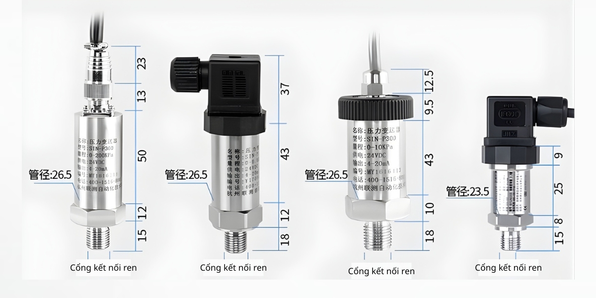 Kích thước cảm biến đo áp màn hình hiển thị kỹ thuật số