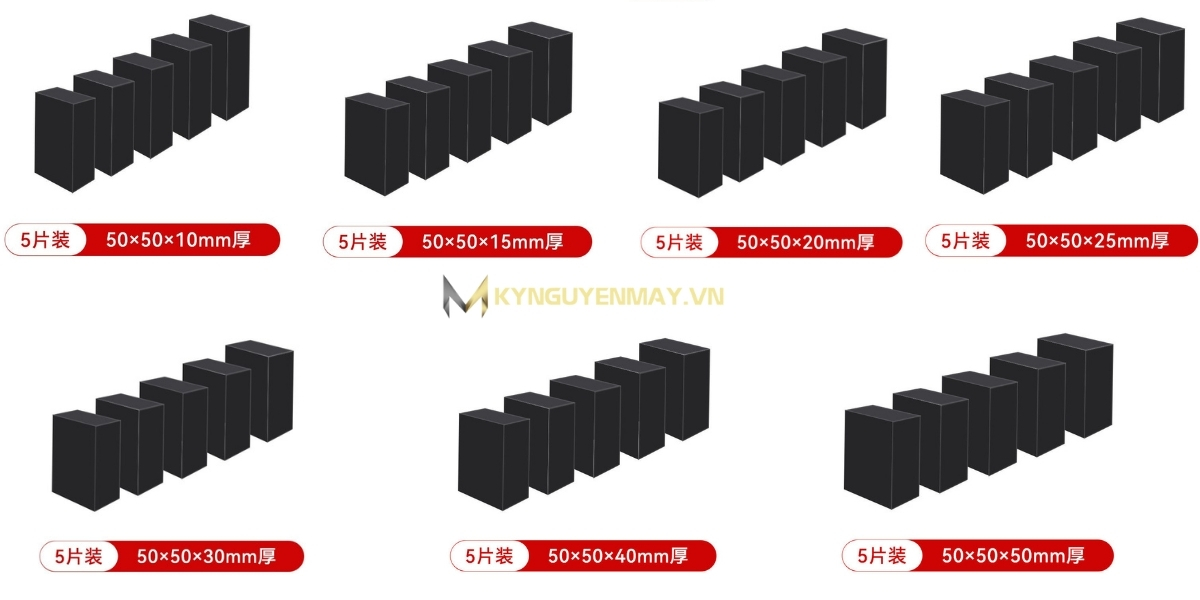 Kích thước đệm cao su giảm chấn với chiều dài 50mm