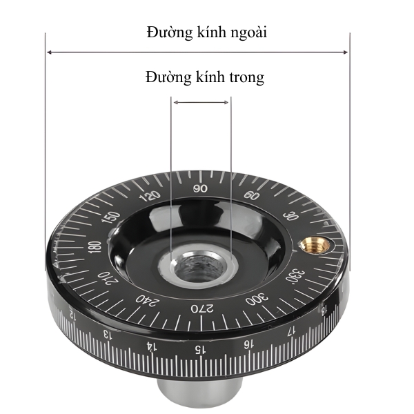 Kích thước tay quay vô lăng bakelite có chia độ