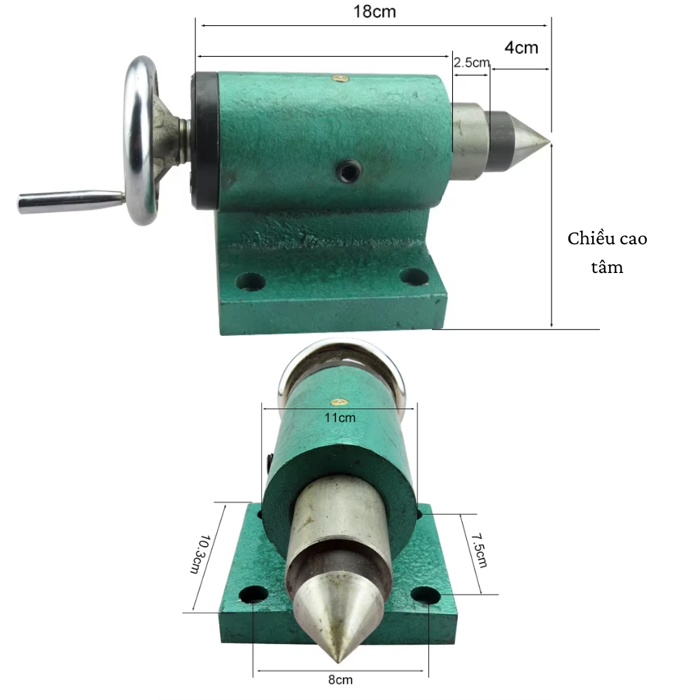 Kích thước ụ chống tâm máy tiện gỗ
