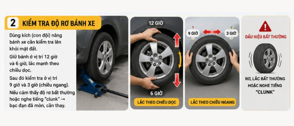 Kiểm tra độ rơ của bánh xe