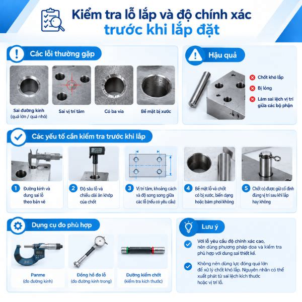 Kiểm tra lỗ lắp và độ chính xác trước khi lắp đặt