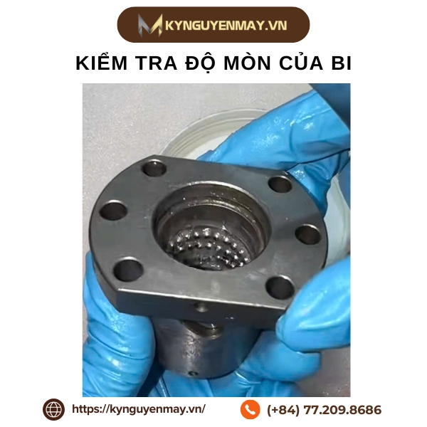 Ảnh kiểm tra độ mòn của bi trong đai ốc