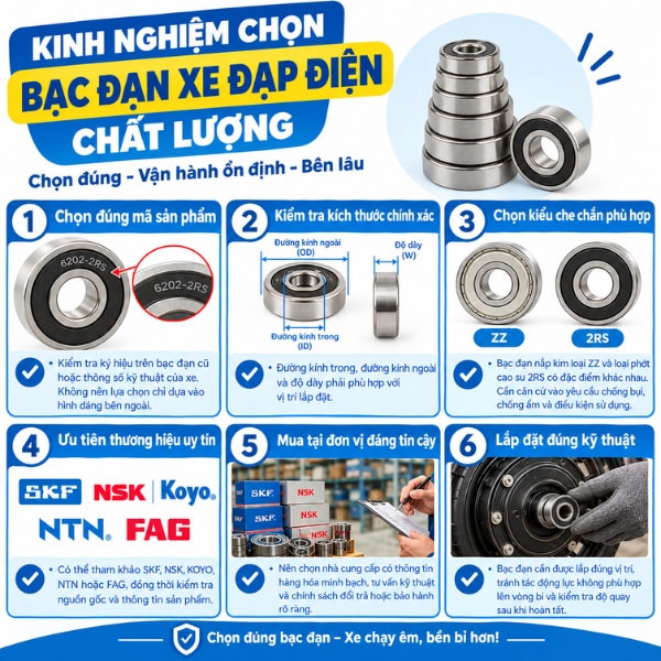 Kinh nghiệm chọn bạc đạn xe đạp điện chất lượng