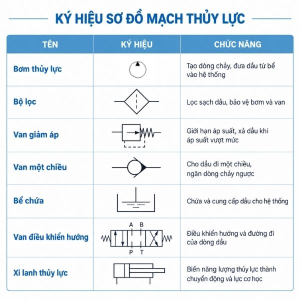 Ký hiệu sơ đồ mạch thuỷ lực