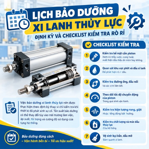 Lịch bảo dưỡng xi lanh thủy lực định kỳ và checklist kiểm tra rò rỉ