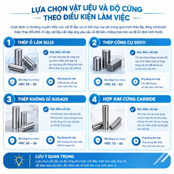 Lựa chọn vật liệu và độ cứng theo điều kiện làm việc