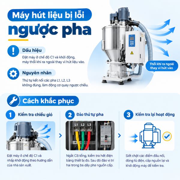 Máy hút liệu bị lỗi ngược pha