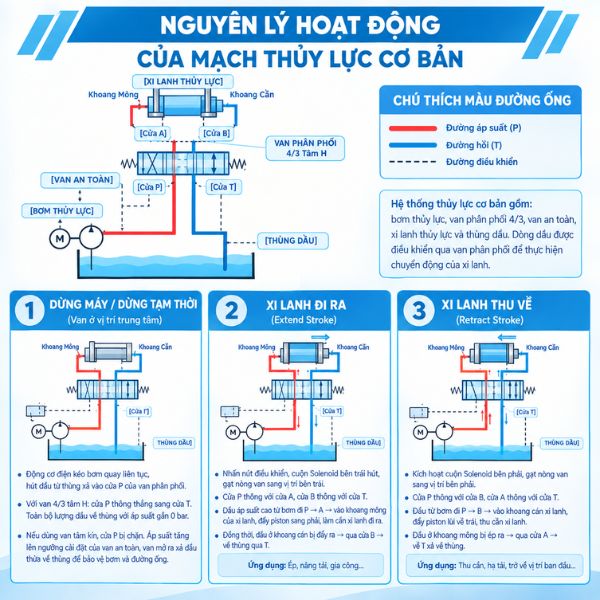 Nguyên lý hoạt động của mạch thuỷ lực