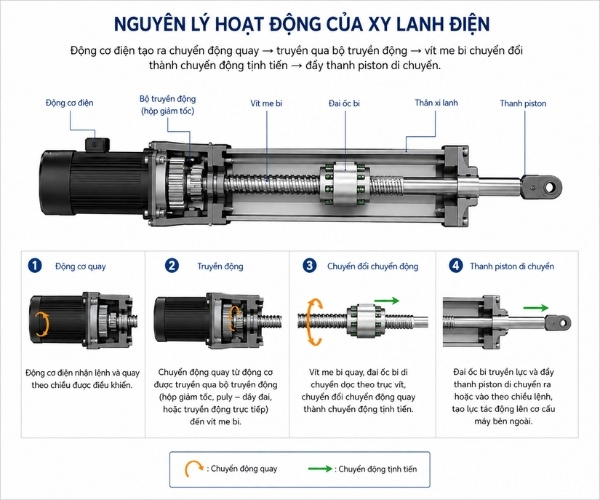 Nguyên lý hoạt động xi lanh điện