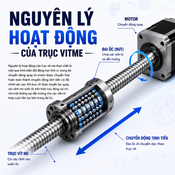 Nguyên lý hoạt động của trục vitme