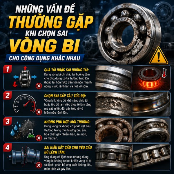 Những vấn đề thường gặp khi chọn sai vòng bi cho công dụng khác nhau