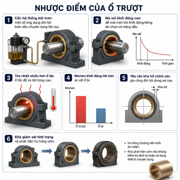 Ảnh nhược điểm của ổ trượt