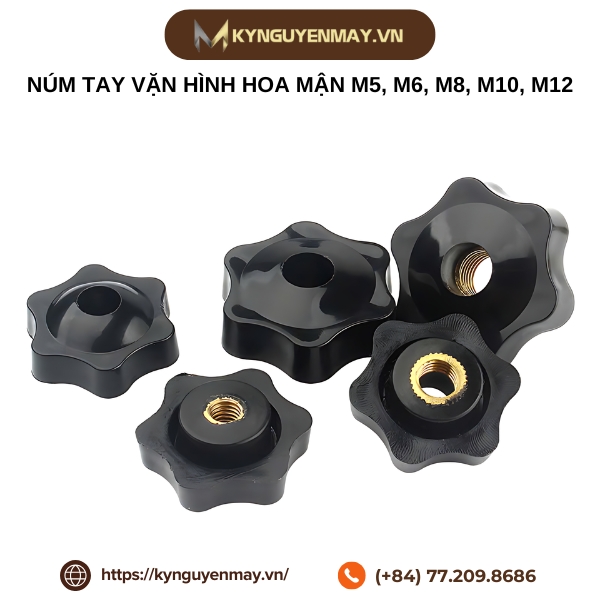 Núm tay vặn nhựa hình hoa mận M5, M6, M8, M10, M12