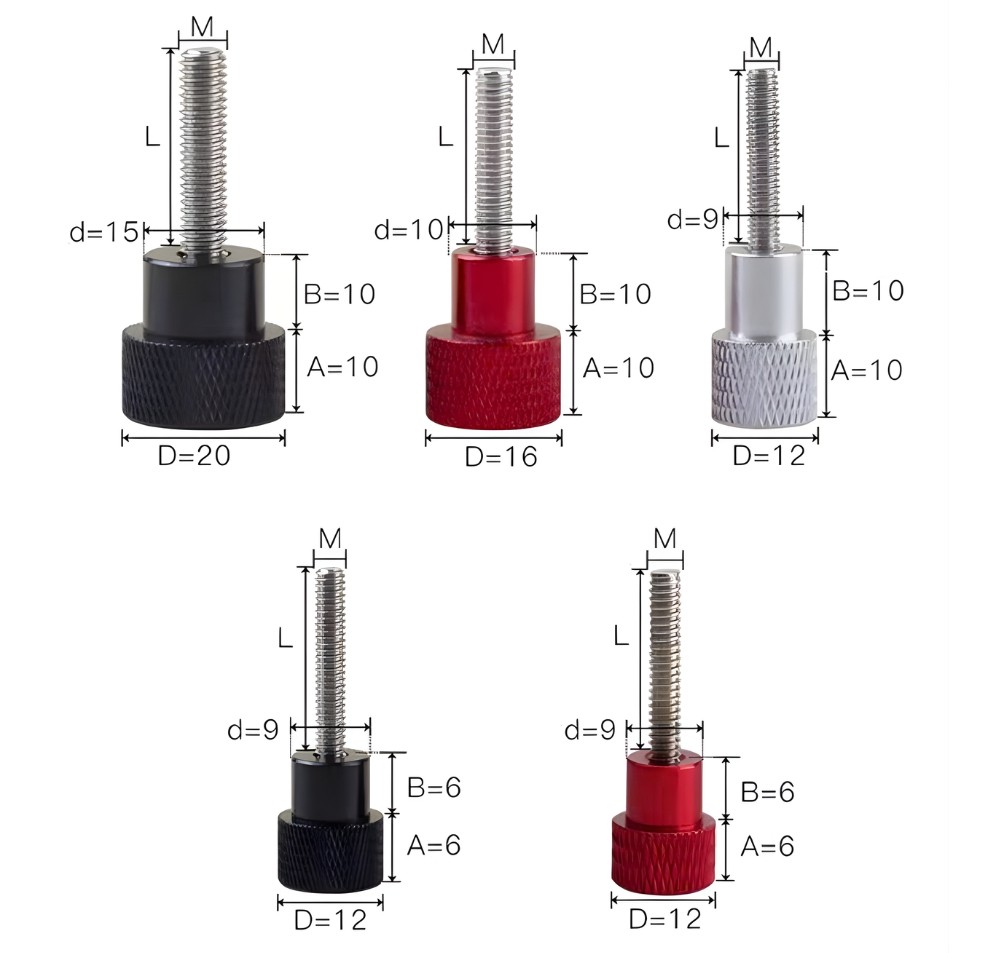 Thông số kỹ thuật núm vặn ren hợp kim nhôm thân inox 304