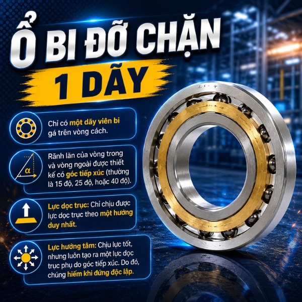 Ổ bi đỡ chặn 1 dãy