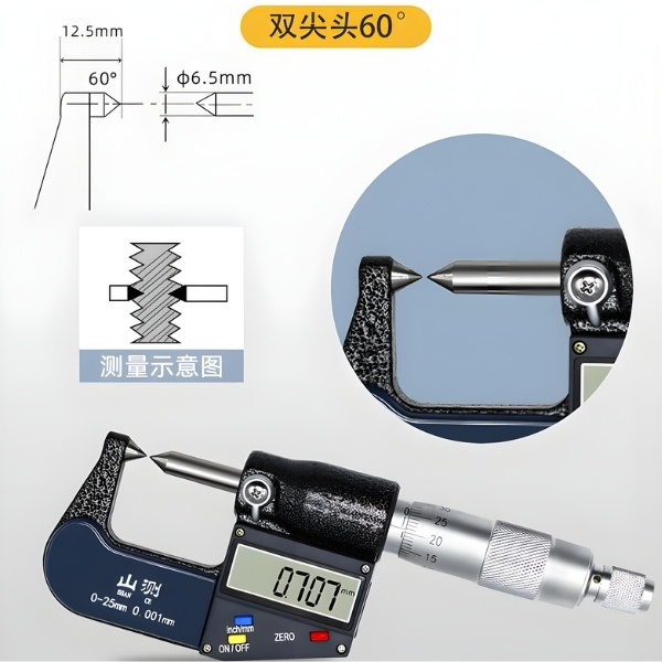 Thông số kỹ thuật panme đo ngoài đầu nhọn 0-25mm