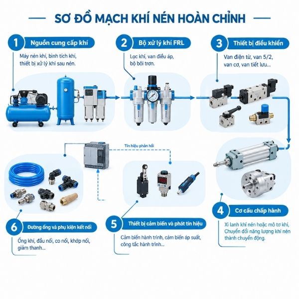 Sơ đồ mạch khí nén hoàn chỉnh