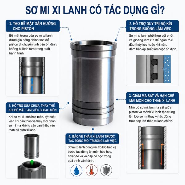 Sơ mi xi lanh có tác dụng gì?