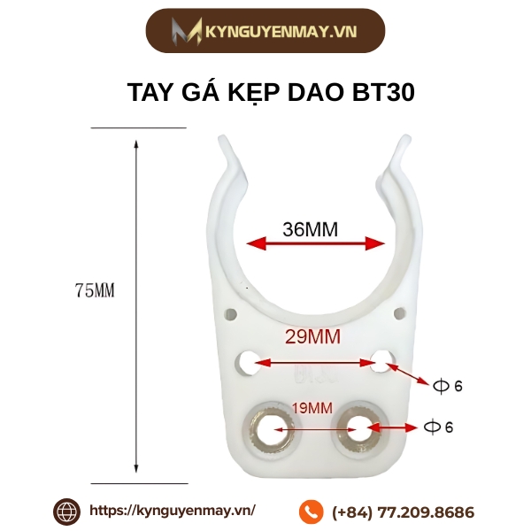 Kích thước gá đỡ đầu kẹp dao BT30