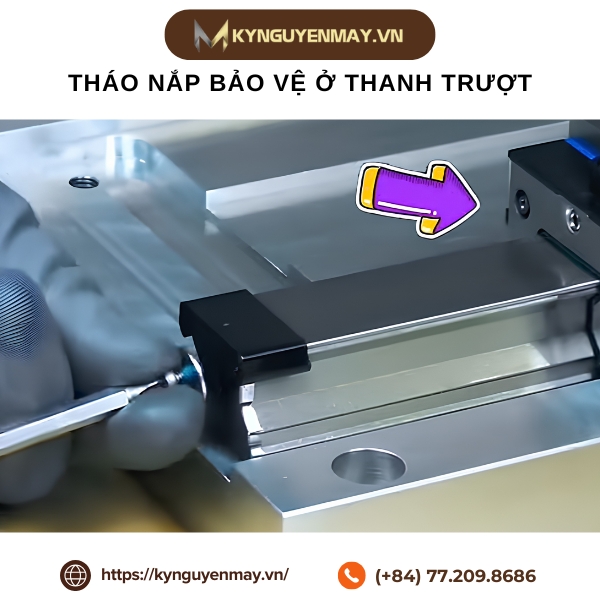 Ảnh tháo nắp bảo vệ khỏi thanh trượt