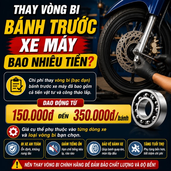 Thay vòng bi bánh trước xe máy bao nhiều tiền?