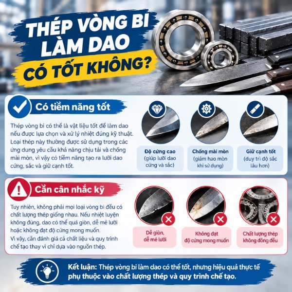 Thép vòng bi làm dao có tốt không?