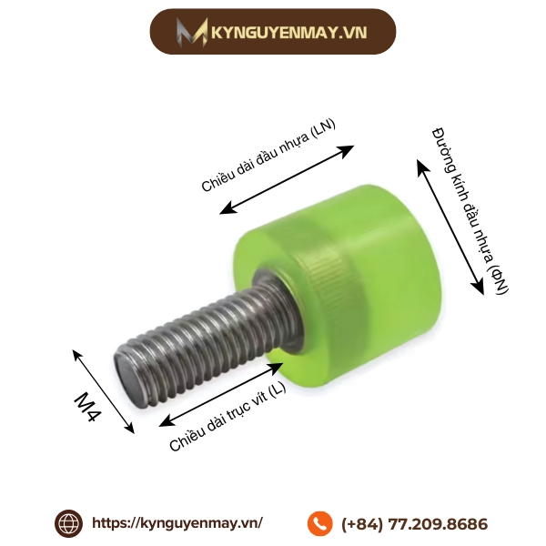 Thông số kỹ thuật bu lông giảm chấn đầu nhựa M5