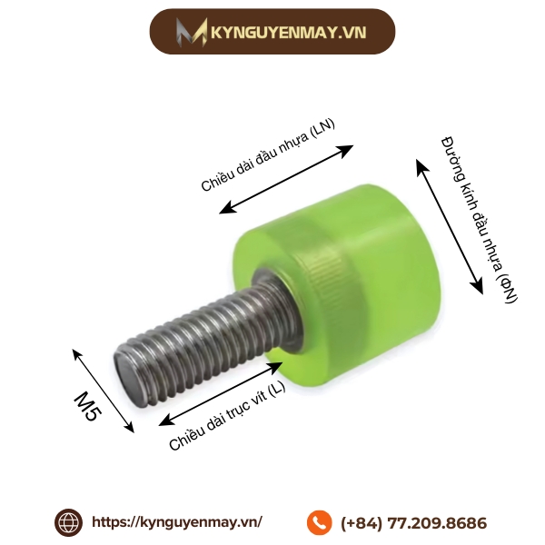 Thông số kỹ thuật bu lông giảm chấn đầu nhựa M5