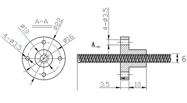 Thông số kỹ thuật đai ốc vitme T6-6mm