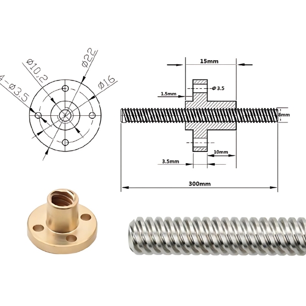Thông số kỹ thuật đai ốc vitme T8