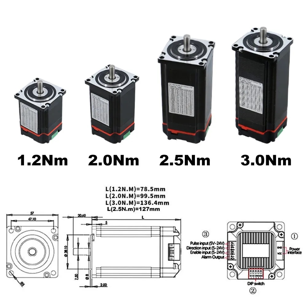 Thông số kỹ thuật động cơ bước vòng kín Nema 23 tích hợp driver và encoder