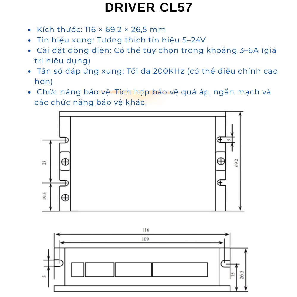 Thông số kỹ thuật Driver CL57