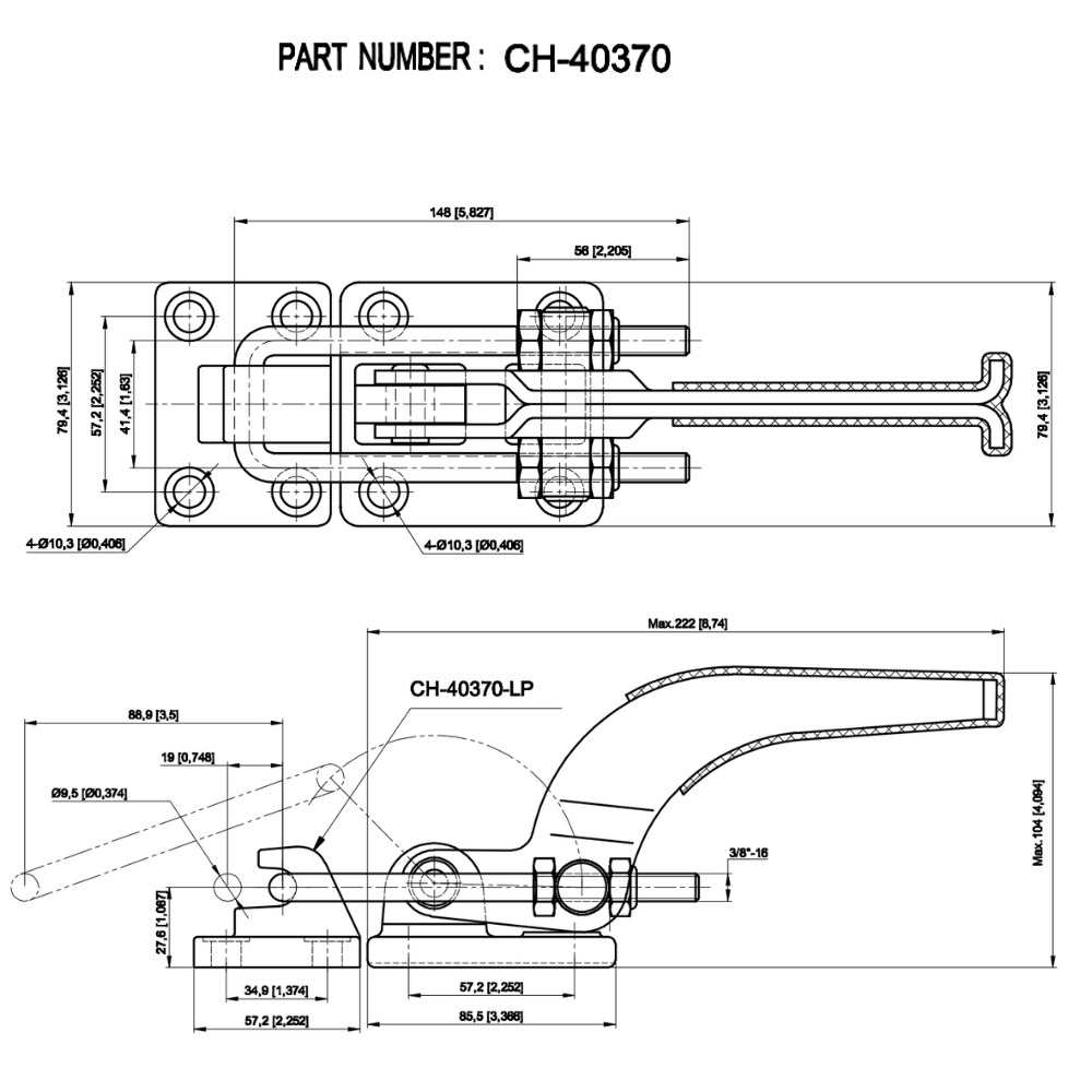 Thông số kỹ thuật cam kẹp định vị CH-40370