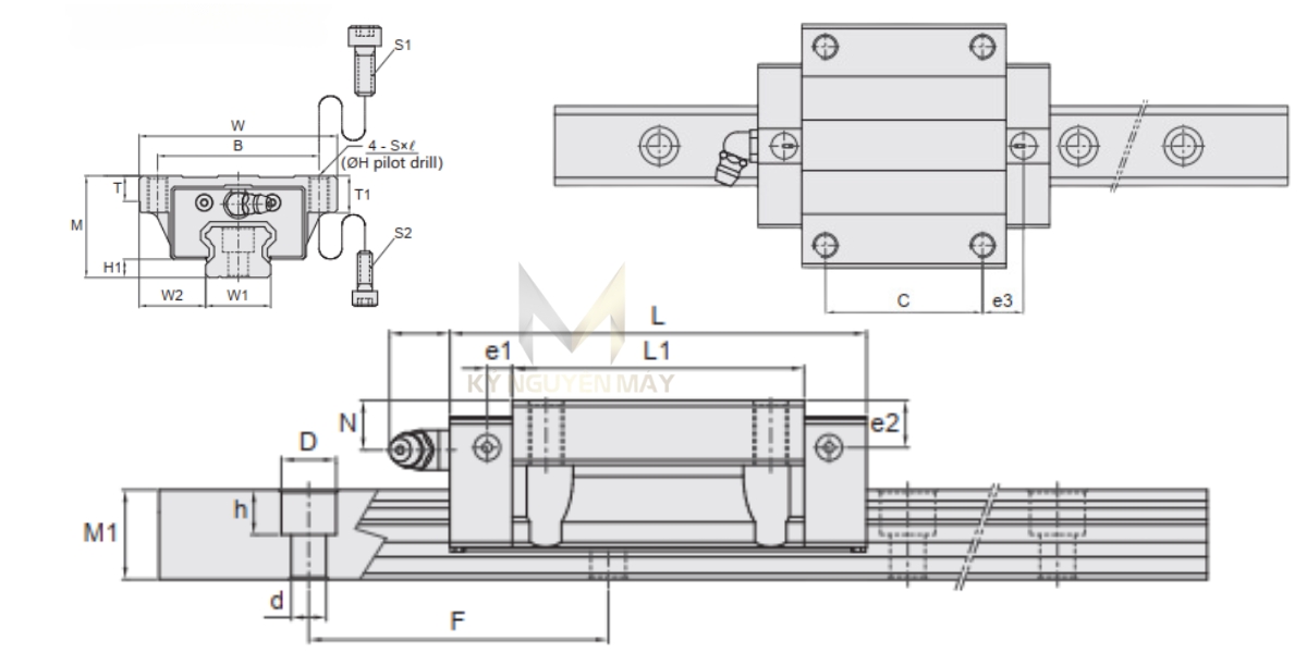 Thông số kỹ thuật ổ bi trượt LMG - TC
