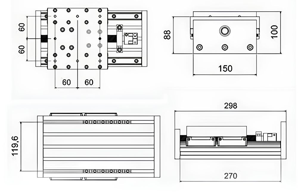 Thông số kỹ thuật bàn trượt vitme bi GX150