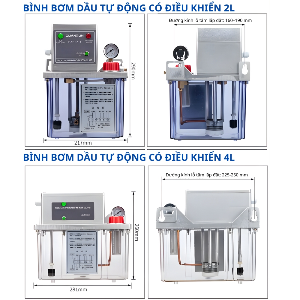 Thông số kỹ thuật bình bơm dầu tự động có thể điều khiển 2L, 4L