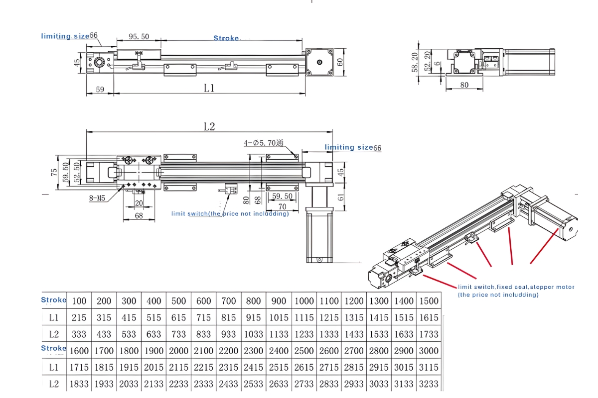 Thông số kỹ thuật bộ bàn trượt dẫn hướng tuyến tính CNC TBD40